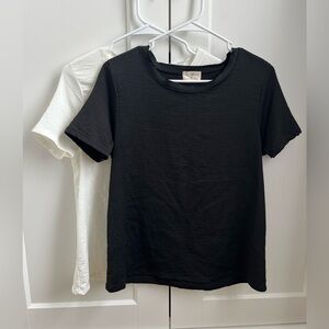 Anthropologie BUNDLE 2 Short Sleeve Satin-Like Raw Hem Elevated T Shirts XS